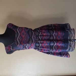 Band of Gypsies Sleeveless South Western Aztec Print Dress Women's Size Small